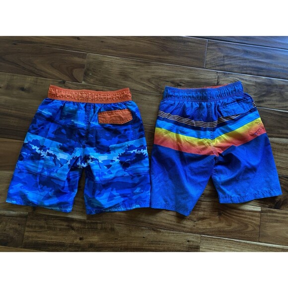 Lot of 2 Boys Swim Size 7/8 Blue Gerry Shorts Comfort Liner Youth #183 - Picture 4 of 4
